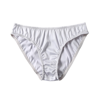 Trending Now at Buy Center: Solid Color Thin Silk Breathable Briefs Silver Gray