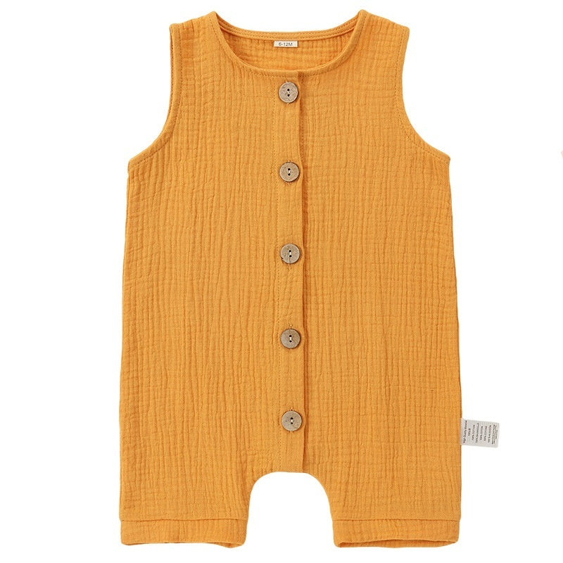 Hot New Items at Buy Center: A-class Solid Color Baby Summer Pure Cotton One-piece Garment Jumpsuits Orange