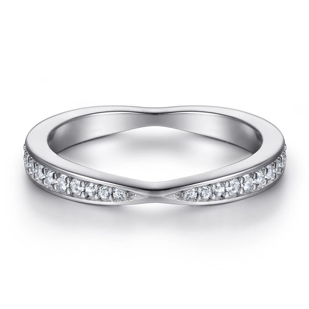 Buy Center Handpicked- Women's Pure Silver Full Circle Diamond Ring White Gold Color