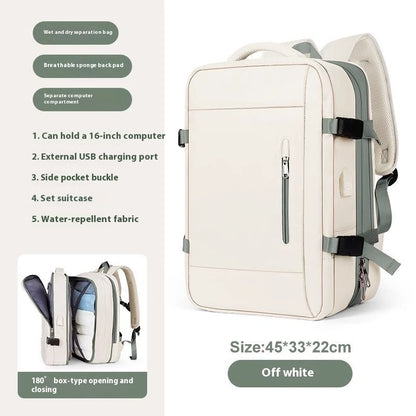 Fresh Arrivals at Buy Center: Scalable New Business Travel Large Capacity Computer Schoolbag Women 2319 Beige And Green