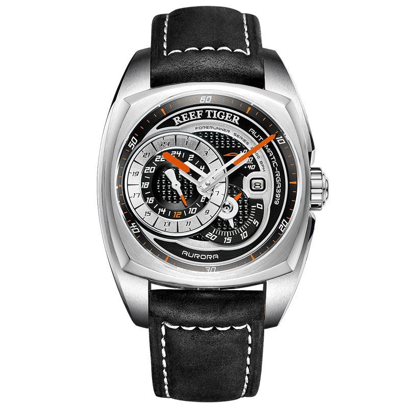 Buy Center Handpicked- Men's Sports And Leisure Fully Automatic Mechanical Watch Silver Black Orange Needle