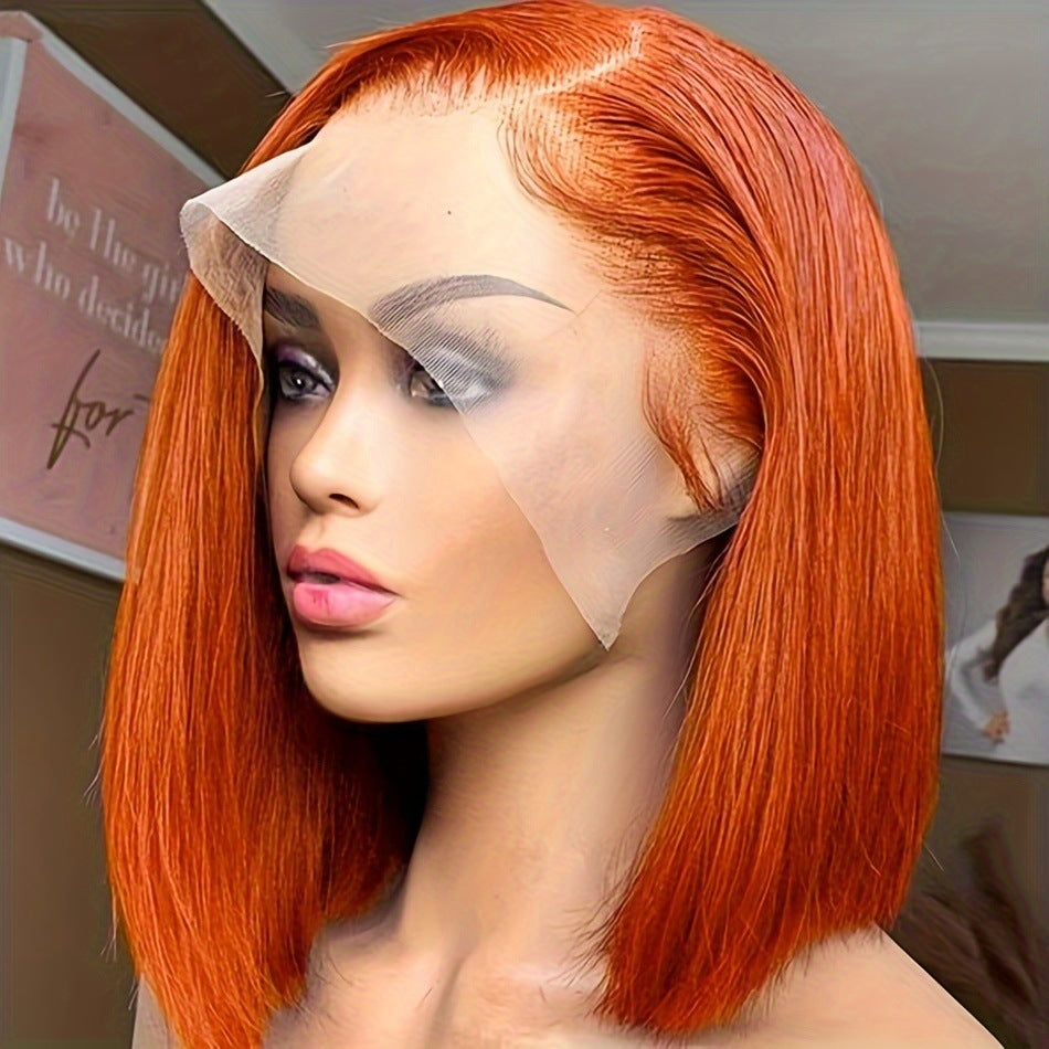 Buy Center Handpicked- Straight Ginger Orange Bob Wigs Human Hair13x4 Orange Red