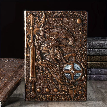 Creative Retro 3D Warriors Relief A5 Notebook Journal Embossed Writing Notebook Handmade Leather Cover Diary Gift Buy Center