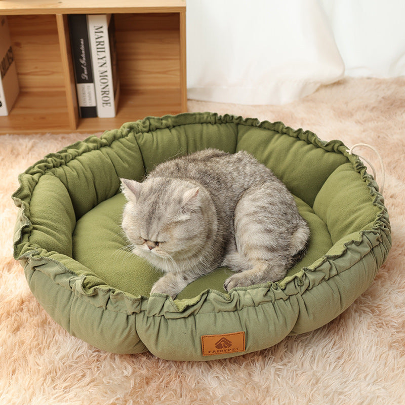 Buy Center Handpicked- Cat Beds For Indoor Cats Cute Cat Beds With Versatile Dual-Use Design, Reversible Donut Pet Bed For Puppy And Kitten Green