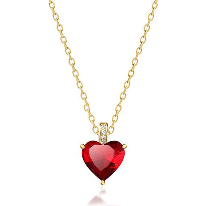 Buy Center Hot Pick-Women's Twelve Birthstone Fashion Simple Pendant Necklace July Rose Red Diamond