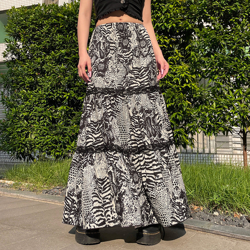 Leopard Print Long Skirt European And American New Lace Skirt Buy Center