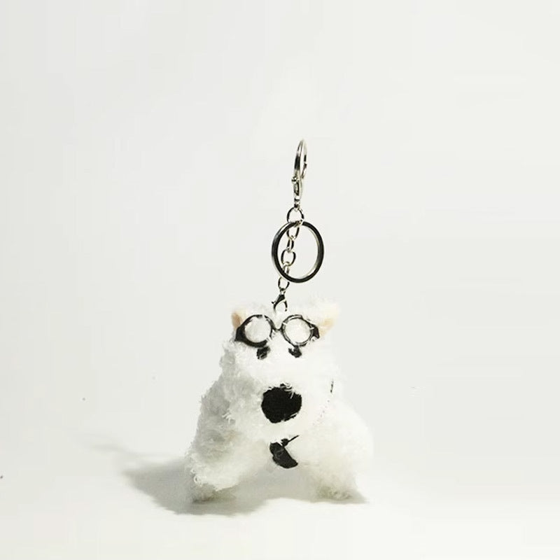 Porte-clés en peluche mignon West Highland avec pendentif en forme de chiot de dessin animé