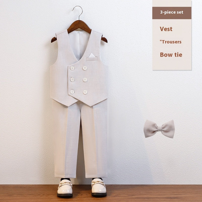 Just Arrived at Buy Center: Men's Children's Suit Vest Suit Light Gray 3 Pieces