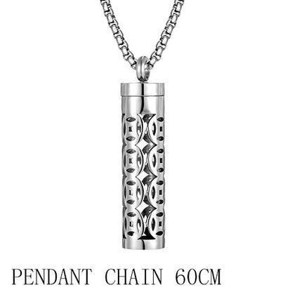 Buy Center Premium-Titanium Steel Hollow Aromatherapy Necklace Perfume Diffuser Steel Pendant Steel Chain