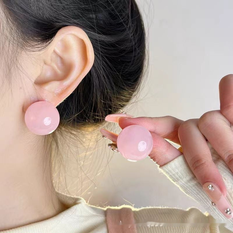 Buy Center Picks-Jelly Color Ball Stud Earrings Women's Light Luxury High-grade Temperament Jelly Powder