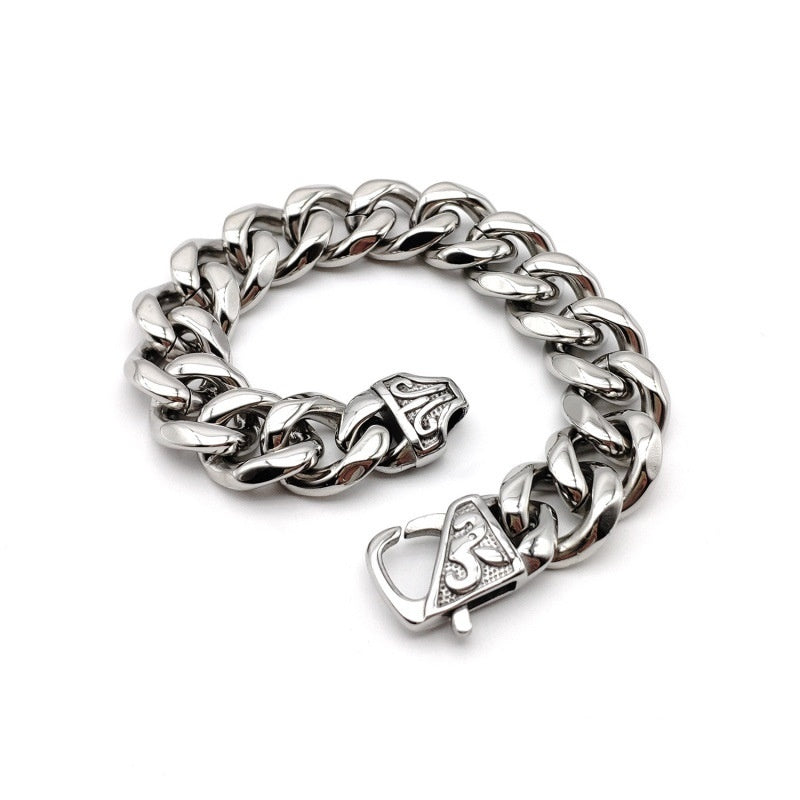 Buy Center Premium-Men's Bracelet Six-sided Hip Hop Stainless Steel Cuban Personality Titanium Steel