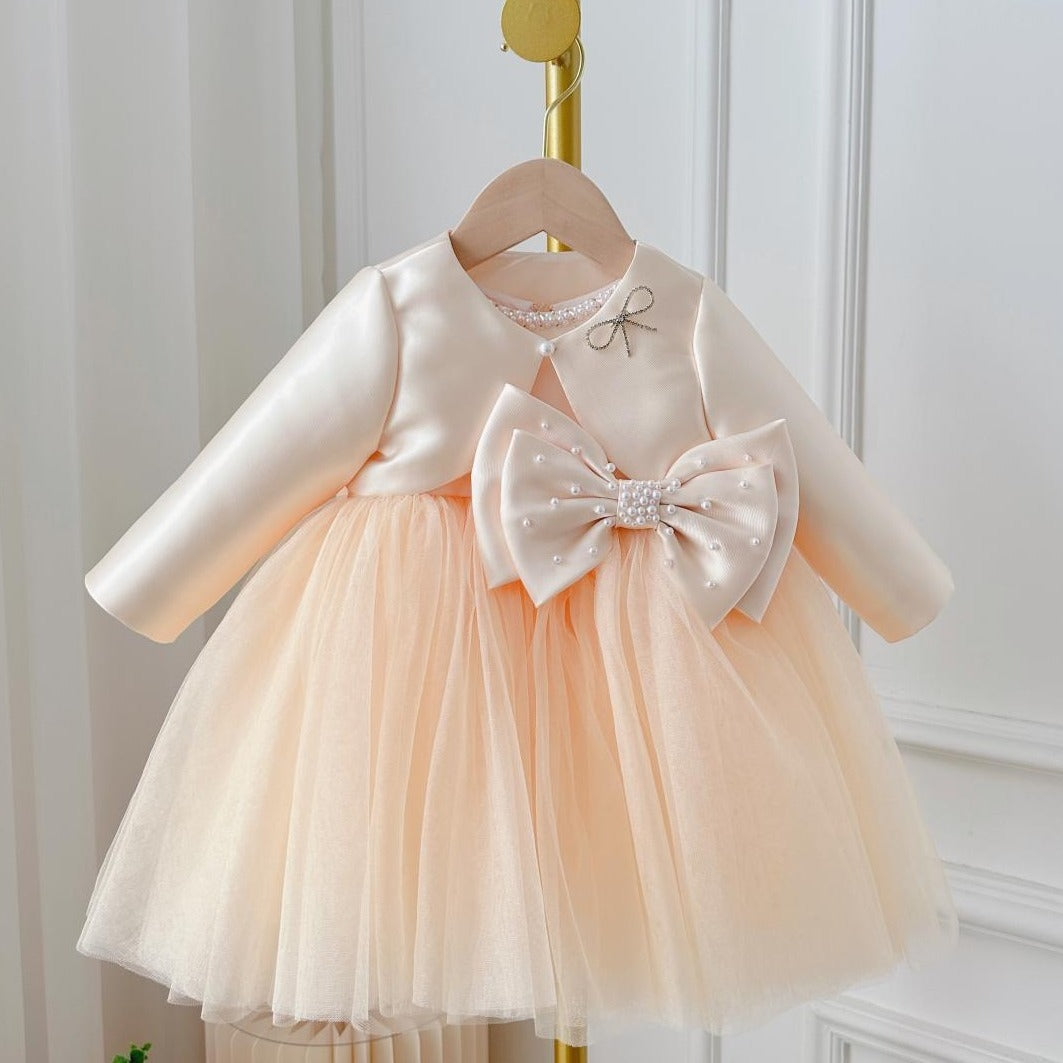 Fresh Arrivals at Buy Center: Children's Dress Girls' Summer Long-sleeve Coat Pettiskirt Champagne Big Bow High-waisted Gauzy Champagne Sleeveless Plus Coat