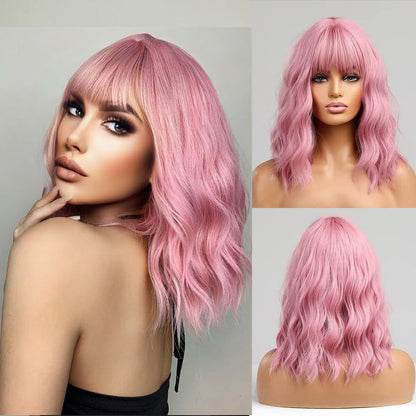 Buy Center Hot Pick-Head Fluffy Chemical Fiber Wig Pink