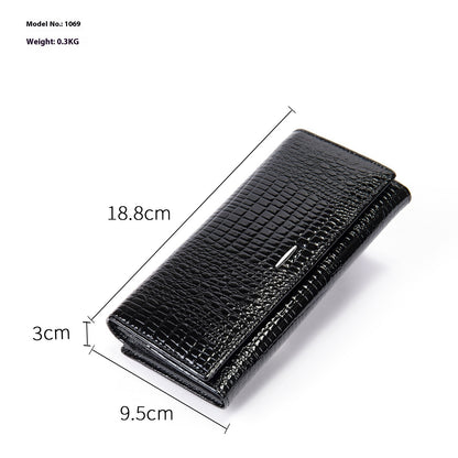 Women's Long Genuine Leather Cowhide Wallet Buy Center