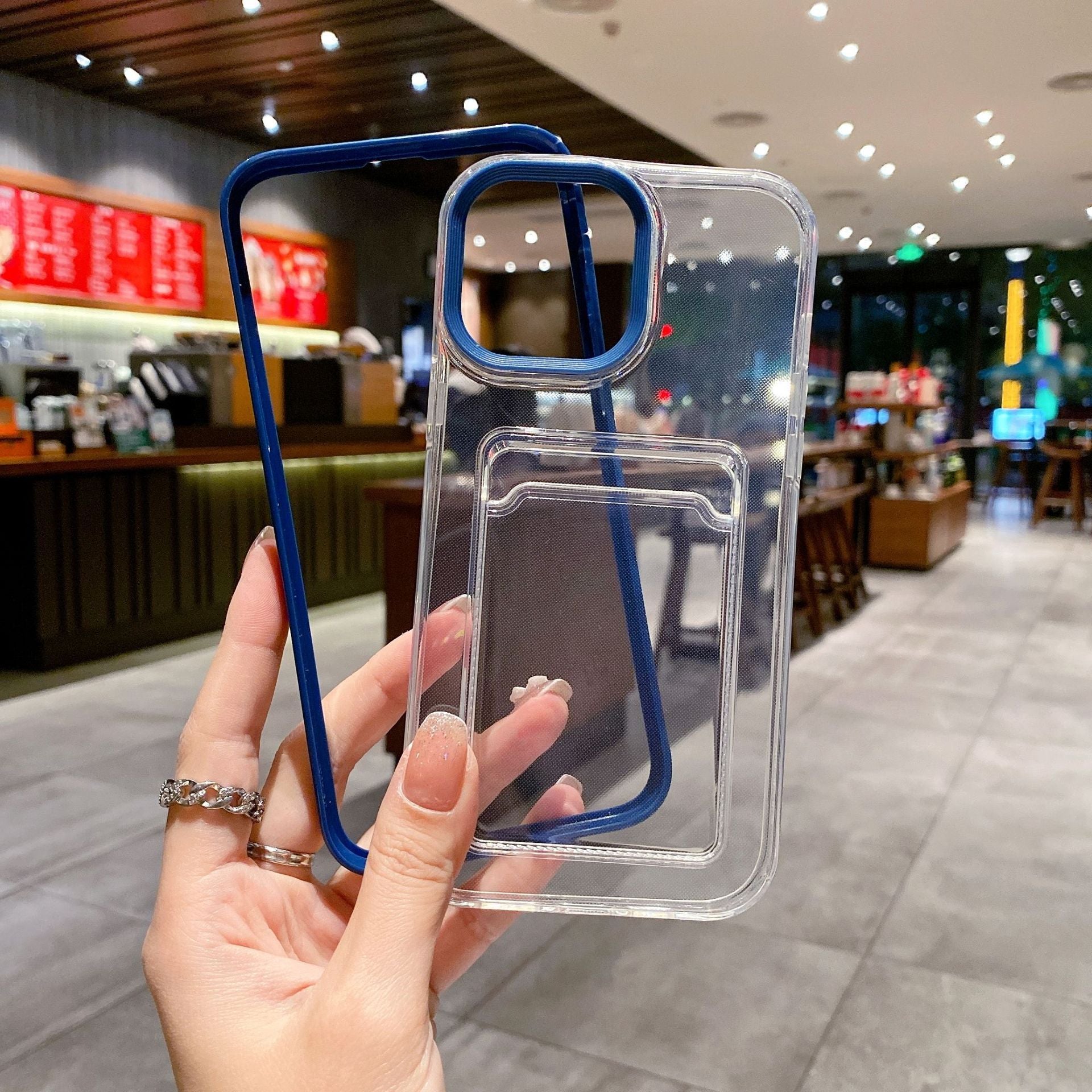 Just Arrived at Buy Center: Simple Solid Color Three-in-one Transparent Card Drop-resistant Phone Case