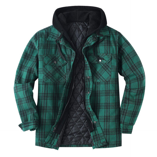 Just Arrived at Buy Center: Men's Thickened Cotton-padded Plaid Long-sleeved Coat