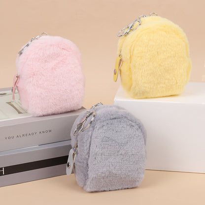 Mini billetera de peluche Estuche pequeño para guardar auriculares y llaves