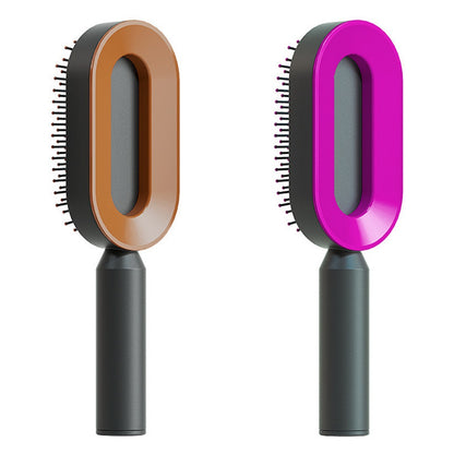 Self Cleaning Hair Brush For Women One-key Cleaning Hair Loss Airbag Massage Scalp Comb Anti-Static Hairbrush Set O