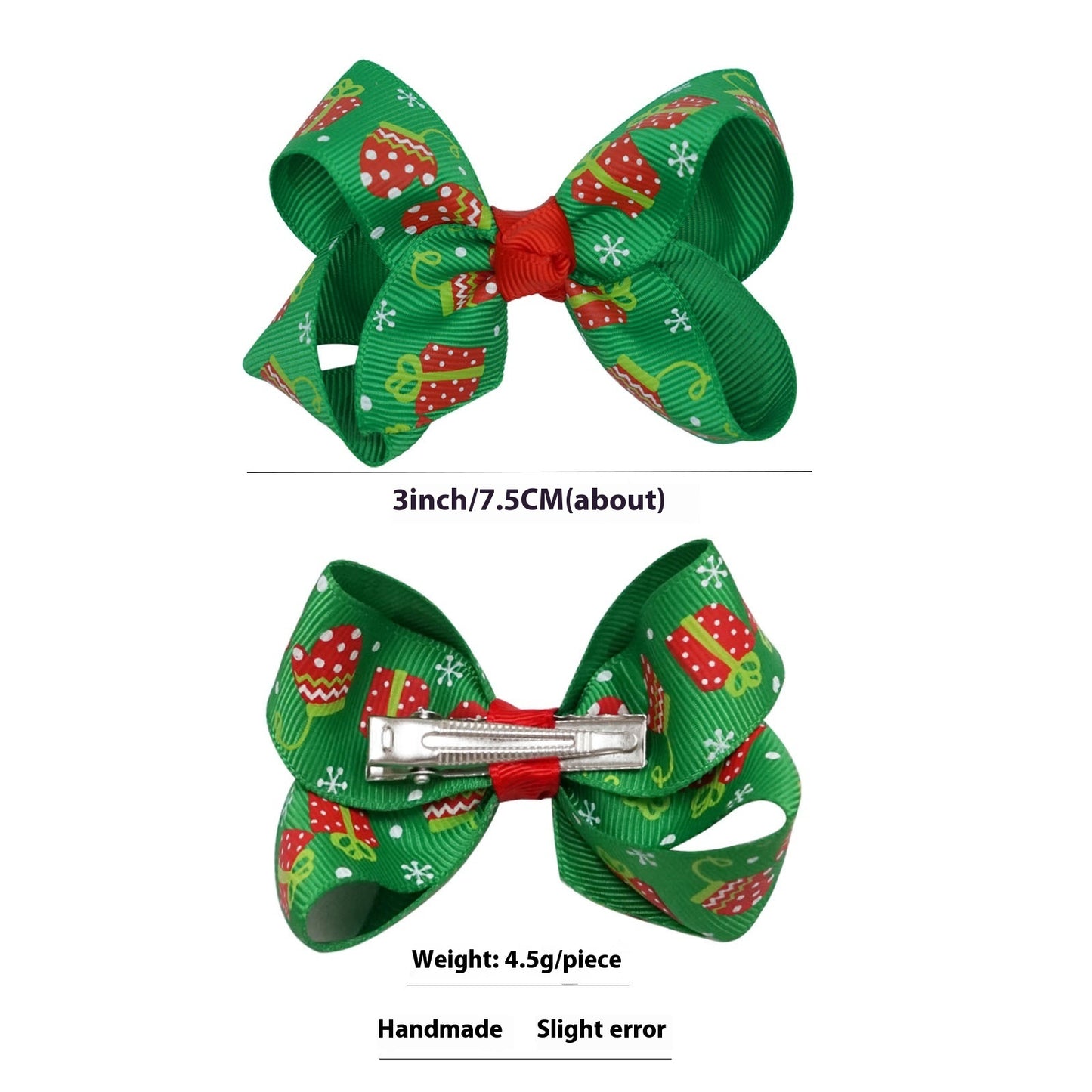 Santa Claus Printed Bow Barrettes European And American Buy Center