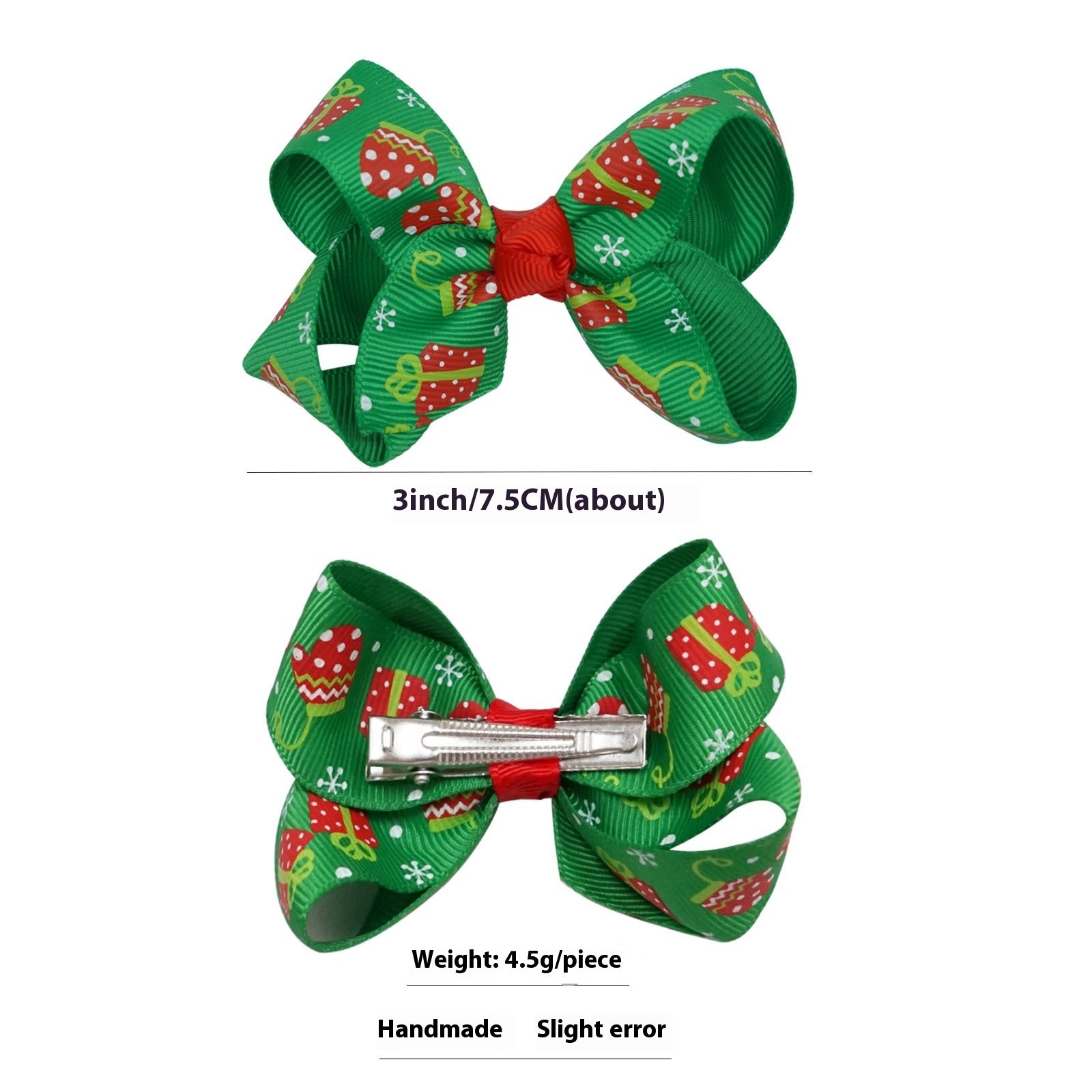 Santa Claus Printed Bow Barrettes European And American Buy Center