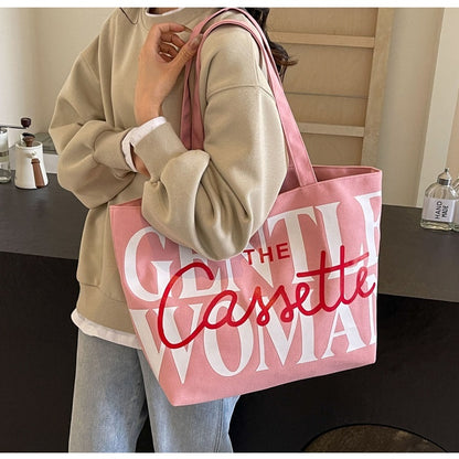 Just Arrived at Buy Center: Versatile Texture One-shoulder Large Letter Painted Canvas Bag