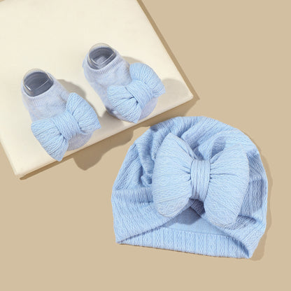 Fresh on the Scene at Buy Center: Tam-o'-shanter And Socks Suit Infant Knitted Big Bow Blue