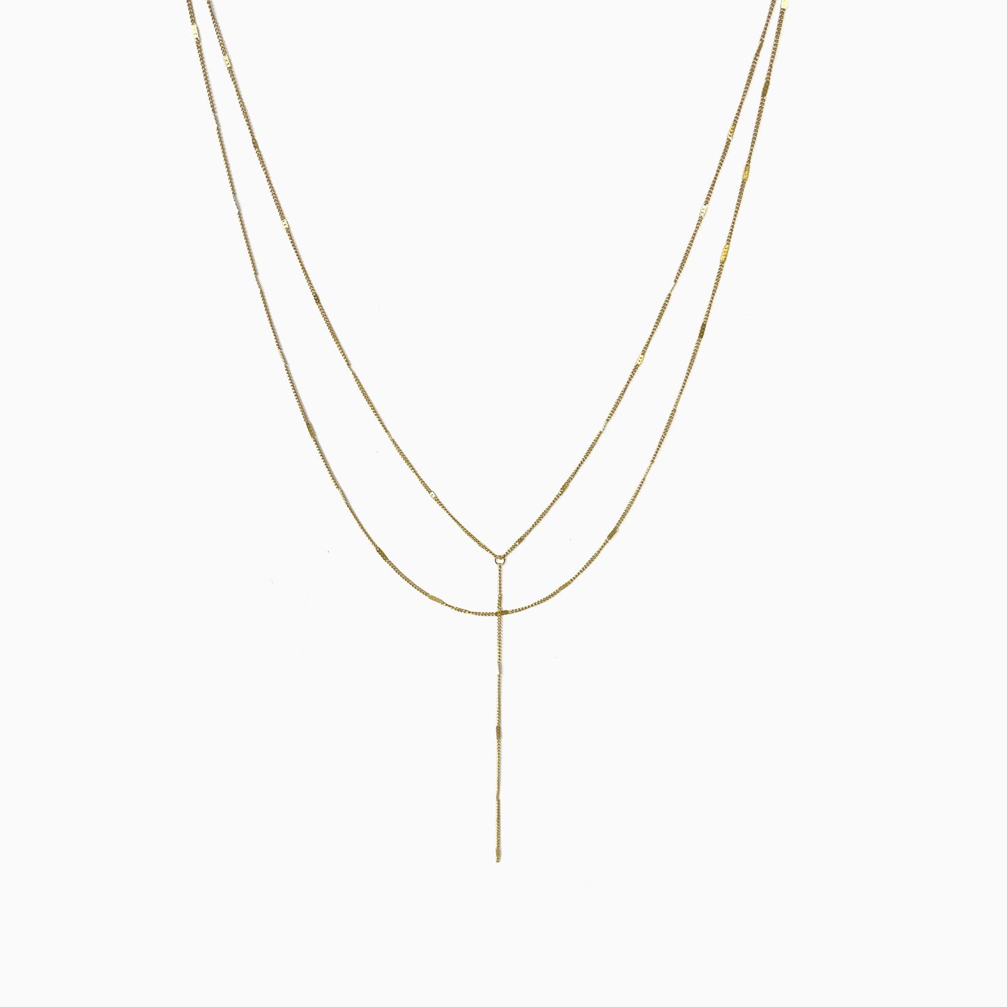 Buy Center Prestige-Fashion Simple Stainless Steel Sequin Chain Double Layer Necklace