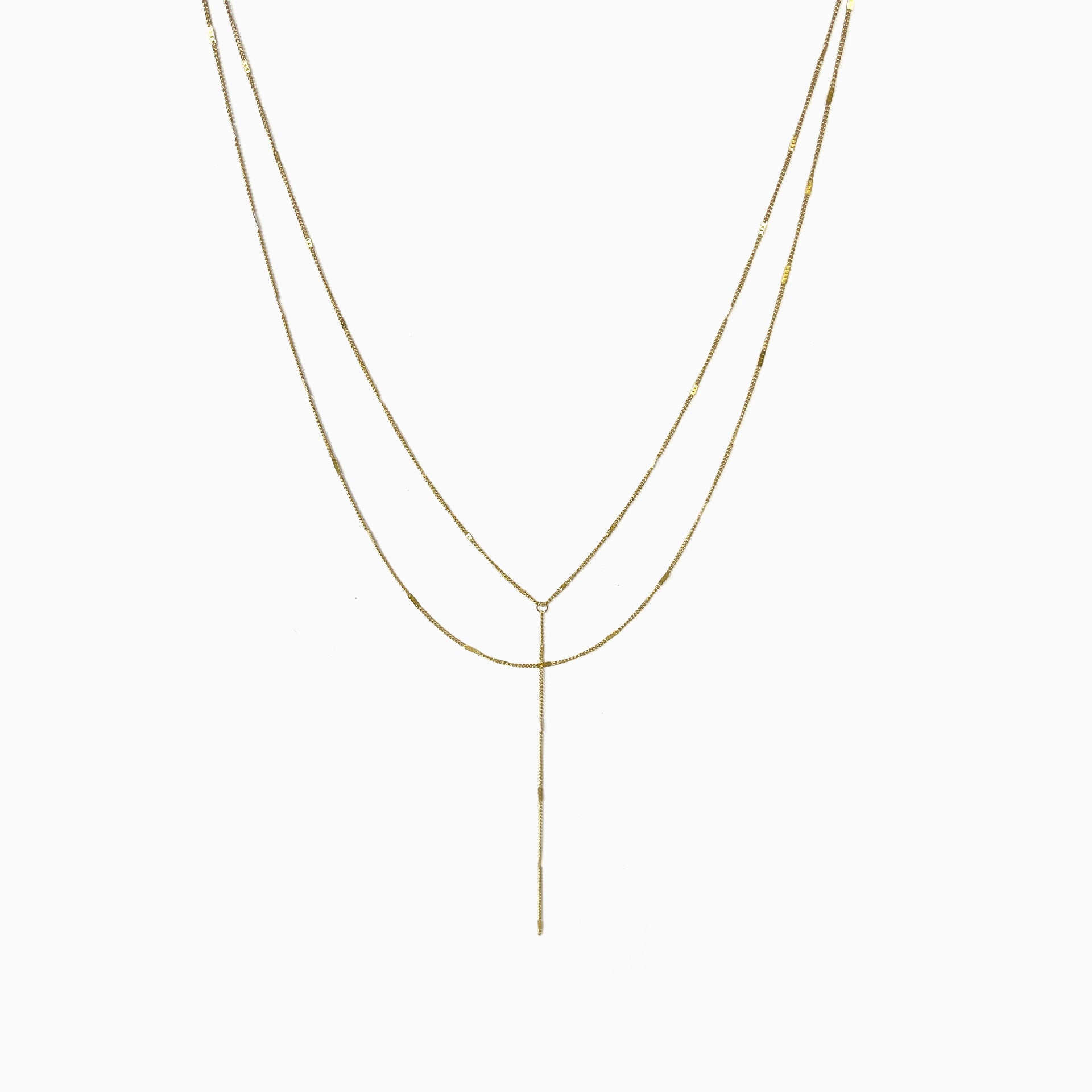 Buy Center Prestige-Fashion Simple Stainless Steel Sequin Chain Double Layer Necklace