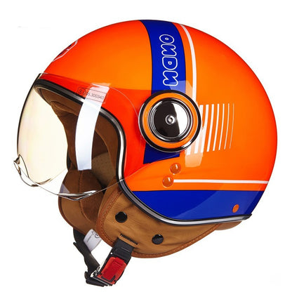 Fresh Arrivals at Buy Center: Battery Car Half Helmet Lightweight Semi-covered Retro Bright Orange Blue