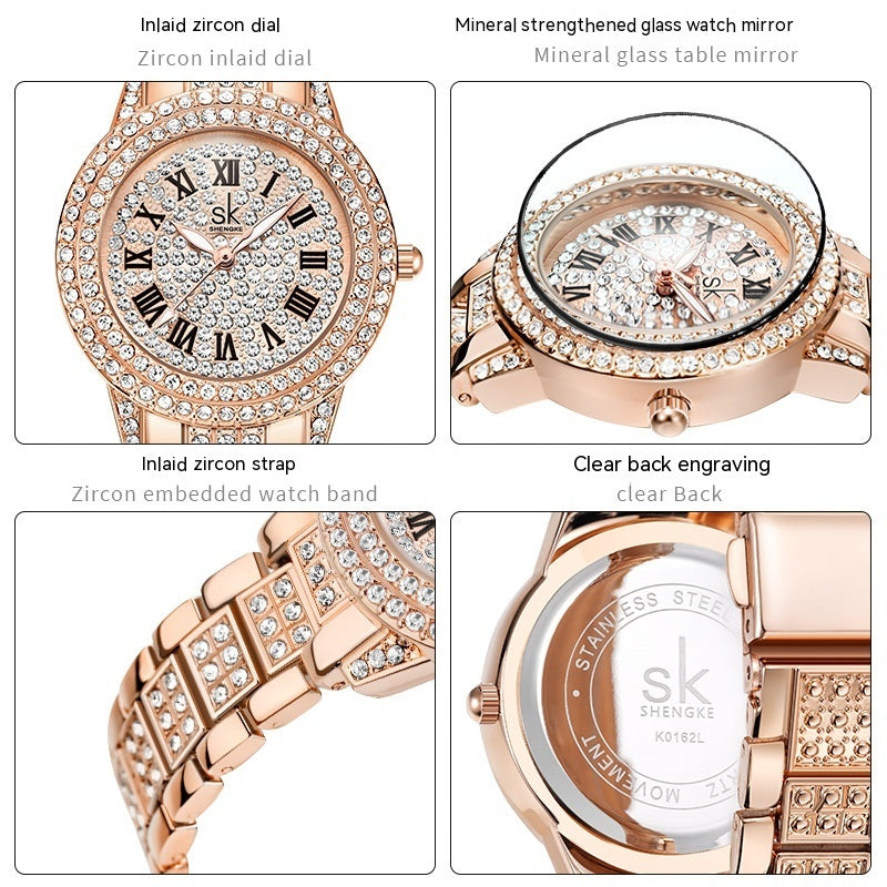 Reloj de temperamento con diamantes de moda para mujer