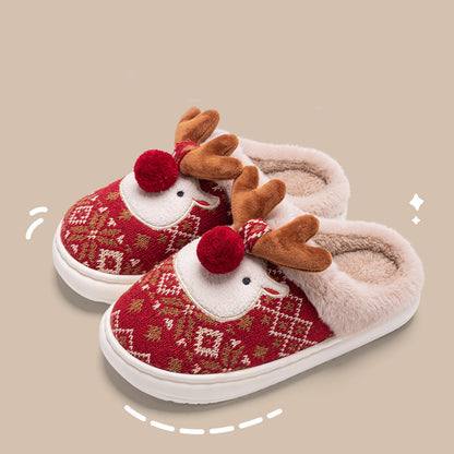 Cute Christmas Elk Plush Slippers Winter Ins Fashion Non-slip Floor Bedroom Home Slippers For Women Fuzzy House Shoes Buy Center