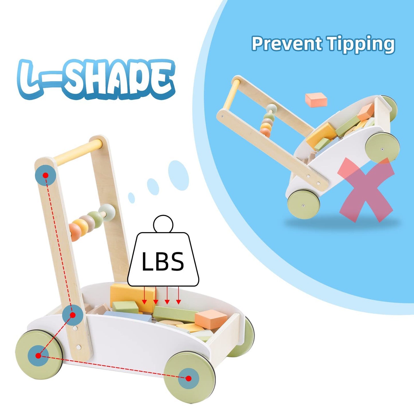 Hot New Items at Buy Center: ROBOTIME Baby Walker Push Along Walking Anti-o-leg Bouncer Toddler Activity