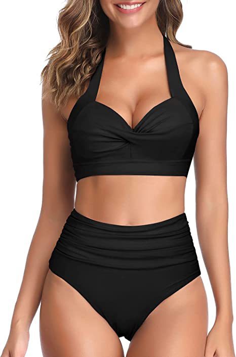 New Split Bow Bikini Seaside Vacation Swimwear Black