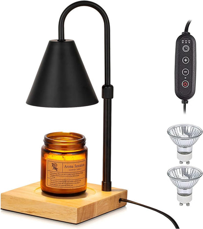 Newly Released at Buy Center: Candle Warmer Lamp With Timer Dimmer Adjustable Height, Wood Base Electric Top Down Melting Wax Melt Warmer For Jar Candles, Home Bedroom Decor House Warming Gift Mothers Day Gifts For Mom