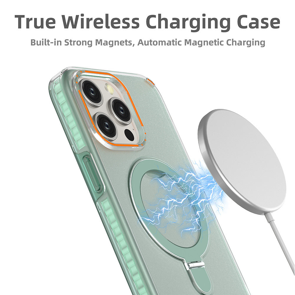 New Colorful Magnetic Bracket Phone Case With Holder Stand Cover For Magesafe Magnetic Transparent Wireless Charge Case For Phone Buy Center