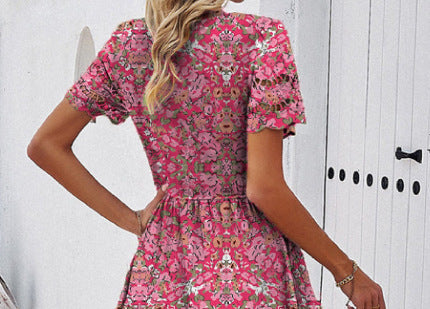 Trending Now at Buy Center: Digital Printed Waist-controlled V-neck Dress