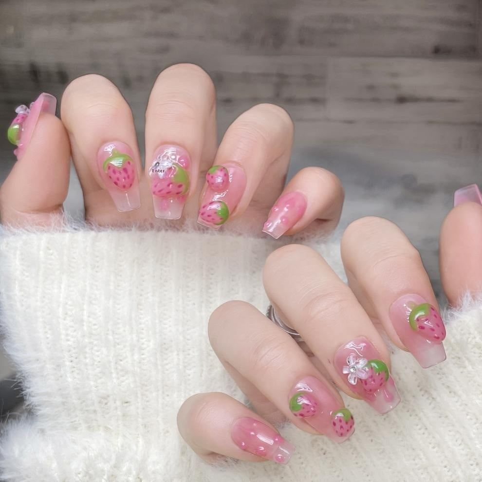 Newly Released at Buy Center: Handmade Strawberry Sweetheart Cute Style Wear Nail Finished Nail Beauty Patch