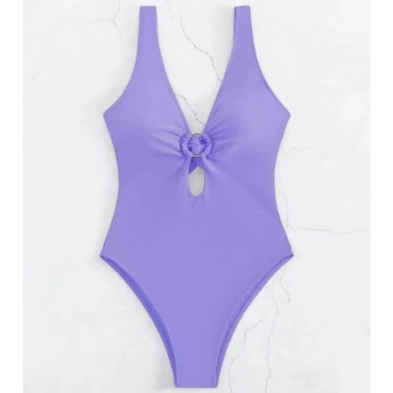 Buy Center Hot Pick-Women's Fashion Personalized Pure Color Bikini Swimsuit Light Purple