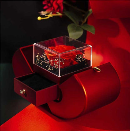 Trending Now at Buy Center: Fashion Jewelry Box Red Apple Christmas Gift Necklace Eternal Rose For Girl Mother's Day Valentine's Day Gifts With Artificial Flower Rose Flower Jewelry Box