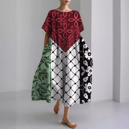 Newly Released at Buy Center: Positioning Printed Geometric Pattern Women's Clothing Dress