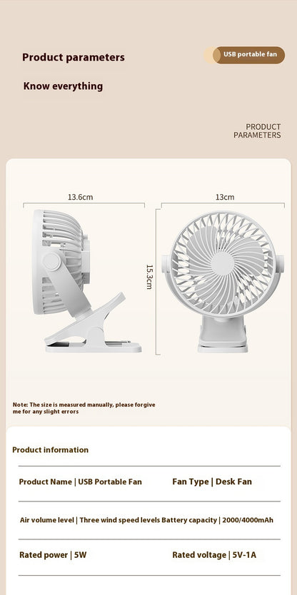 Fresh on the Scene at Buy Center: Multifunctional USB Student Dormitory Charging Portable Office Noiseless Electric Fan