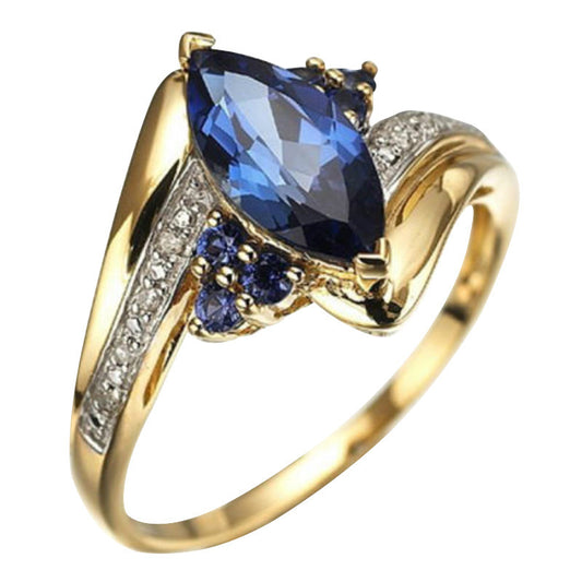 Buy Center Premium-Women's Fashion Sapphire Plated 18K Gold Ring