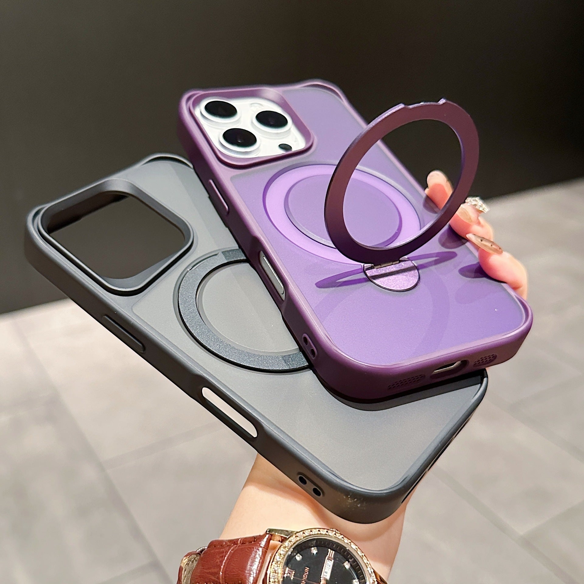 Suitable For IPhone16Pro Skin Feeling 360 Degrees Rotating Bracket Magnetic Suction Phone Case Buy Center