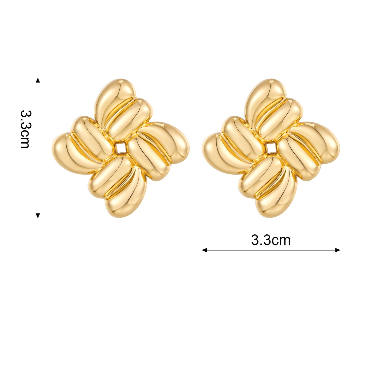 Buy Center Handpicked- Electroplated Real Gold Vintage Zircon Stud Earrings For Women Square Earrings