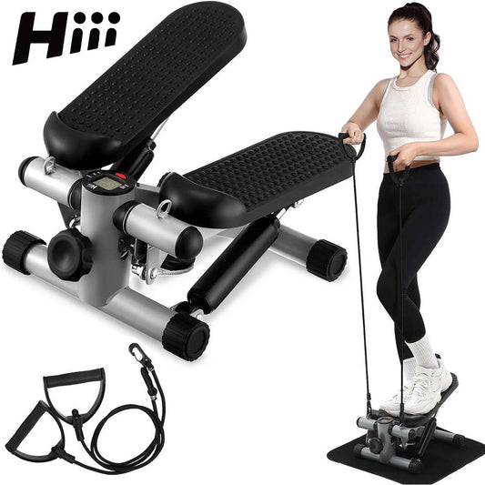 New 1pc,hiii,Steppers For Exercise At Home, Mini Stair Stepper 330 Lb Capacity, Workout Stepper Machine For Exercise, Mini Stepper With Resistance Bands Grey