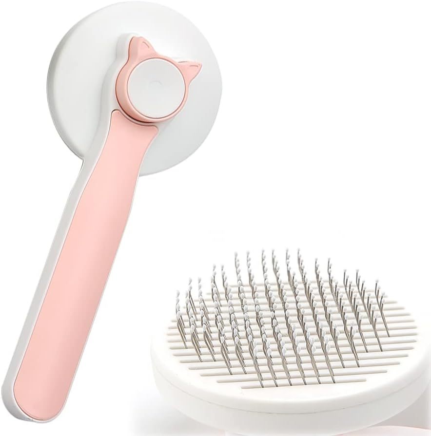 New Cat Brush Self Cleaning Kitten Brush For Short Long Haired Cats Dog Cat Grooming Brush To Remove Loose Fur And Dead Undercoat Pink