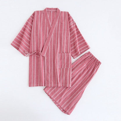 Washed Cotton Thin Striped Pajamas Buy Center