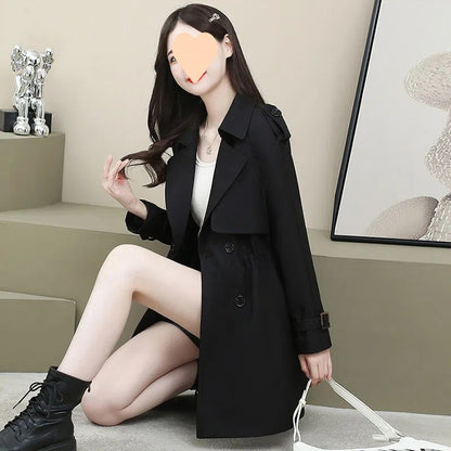 Women's Loose Mid-length Coat Waist Trimming Coat Buy Center