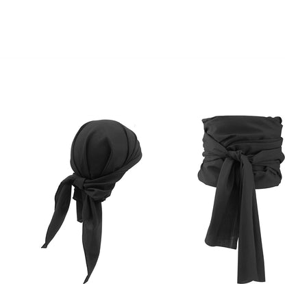 Buy Center Handpicked- Halloween Pirate Costume Medieval Renaissance Linen Pirate Headscarf Costume Accessories Black Free Size