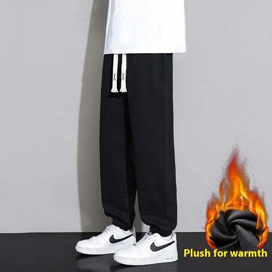 Casual Pants Men's Spring And Autumn New Oversized Trousers Youth Thin All-matching Black Plus Velvet